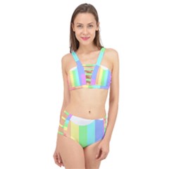 Rainbow Cloud Background Pastel Template Multi Coloured Abstract Cage Up Bikini Set