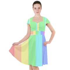 Rainbow Cloud Background Pastel Template Multi Coloured Abstract Cap Sleeve Midi Dress by Maspions