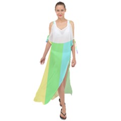 Rainbow Cloud Background Pastel Template Multi Coloured Abstract Maxi Chiffon Cover Up Dress