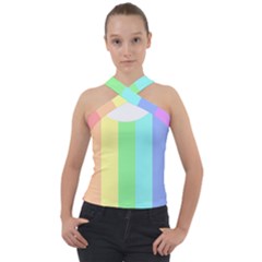 Rainbow Cloud Background Pastel Template Multi Coloured Abstract Cross Neck Velour Top