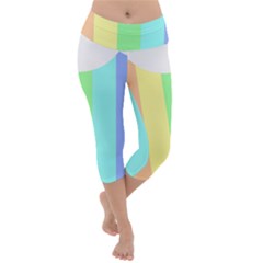 Rainbow Cloud Background Pastel Template Multi Coloured Abstract Lightweight Velour Capri Yoga Leggings