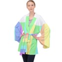 Rainbow Cloud Background Pastel Template Multi Coloured Abstract Long Sleeve Velvet Kimono  View1