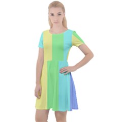 Rainbow Cloud Background Pastel Template Multi Coloured Abstract Cap Sleeve Velour Dress 