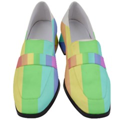 Rainbow Cloud Background Pastel Template Multi Coloured Abstract Women s Chunky Heel Loafers