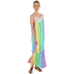 Rainbow Cloud Background Pastel Template Multi Coloured Abstract Cami Maxi Ruffle Chiffon Dress