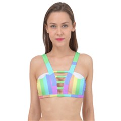 Rainbow Cloud Background Pastel Template Multi Coloured Abstract Cage Up Bikini Top