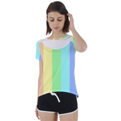 Rainbow Cloud Background Pastel Template Multi Coloured Abstract Short Sleeve Open Back T-shirt