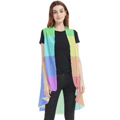 Rainbow Cloud Background Pastel Template Multi Coloured Abstract Sleeveless Chiffon Waistcoat Shirt