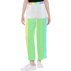 Rainbow Cloud Background Pastel Template Multi Coloured Abstract Women s Pants 