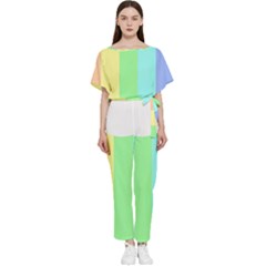 Rainbow Cloud Background Pastel Template Multi Coloured Abstract Batwing Lightweight Chiffon Jumpsuit by Maspions