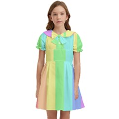 Rainbow Cloud Background Pastel Template Multi Coloured Abstract Kids  Bow Tie Puff Sleeve Dress