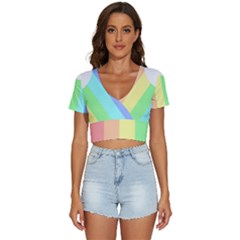 Rainbow Cloud Background Pastel Template Multi Coloured Abstract V-neck Crop Top