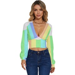 Rainbow Cloud Background Pastel Template Multi Coloured Abstract Long Sleeve Deep-v Velour Top by Maspions