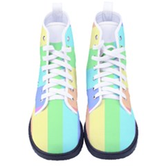 Rainbow Cloud Background Pastel Template Multi Coloured Abstract Kid s High-top Canvas Sneakers