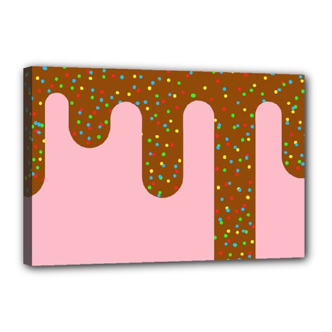 Ice Cream Dessert Food Cake Chocolate Sprinkles Sweet Colorful Drip Sauce Cute Canvas 18  X 12  (stretched) by Maspions