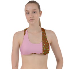 Ice Cream Dessert Food Cake Chocolate Sprinkles Sweet Colorful Drip Sauce Cute Criss Cross Racerback Sports Bra by Maspions