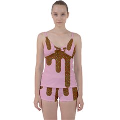 Ice Cream Dessert Food Cake Chocolate Sprinkles Sweet Colorful Drip Sauce Cute Tie Front Two Piece Tankini by Maspions