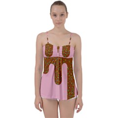 Ice Cream Dessert Food Cake Chocolate Sprinkles Sweet Colorful Drip Sauce Cute Babydoll Tankini Top by Maspions