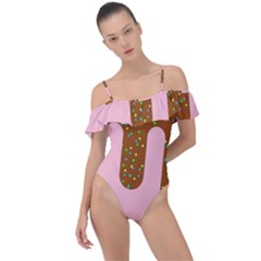 Ice Cream Dessert Food Cake Chocolate Sprinkles Sweet Colorful Drip Sauce Cute Frill Detail One Piece Swimsuit by Maspions