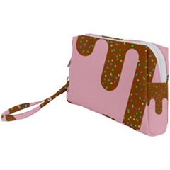 Ice Cream Dessert Food Cake Chocolate Sprinkles Sweet Colorful Drip Sauce Cute Wristlet Pouch Bag (small) by Maspions