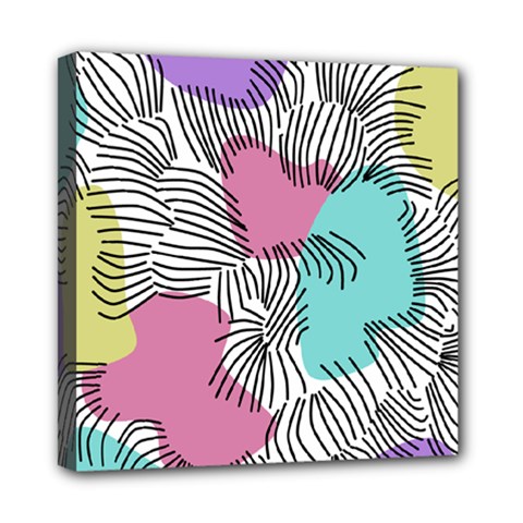 Lines Line Art Pastel Abstract Multicoloured Surfaces Art Mini Canvas 8  X 8  (stretched)