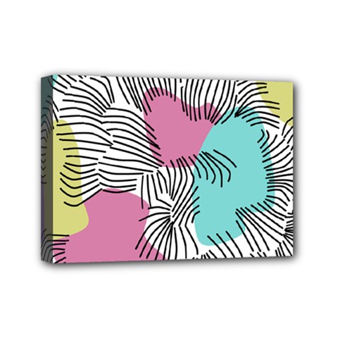 Lines Line Art Pastel Abstract Multicoloured Surfaces Art Mini Canvas 7  X 5  (stretched)