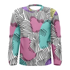 Lines Line Art Pastel Abstract Multicoloured Surfaces Art Men s Long Sleeve T-shirt