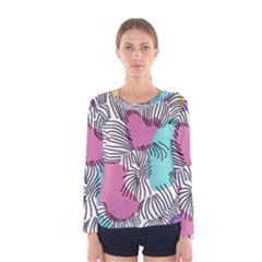 Lines Line Art Pastel Abstract Multicoloured Surfaces Art Women s Long Sleeve T-shirt