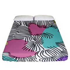 Lines Line Art Pastel Abstract Multicoloured Surfaces Art Fitted Sheet (california King Size)