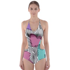 Lines Line Art Pastel Abstract Multicoloured Surfaces Art Cut-out One Piece Swimsuit