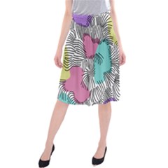 Lines Line Art Pastel Abstract Multicoloured Surfaces Art Midi Beach Skirt