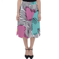 Lines Line Art Pastel Abstract Multicoloured Surfaces Art Classic Midi Skirt