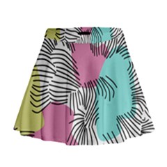 Lines Line Art Pastel Abstract Multicoloured Surfaces Art Mini Flare Skirt by Maspions