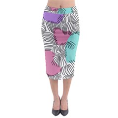 Lines Line Art Pastel Abstract Multicoloured Surfaces Art Midi Pencil Skirt