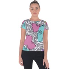 Lines Line Art Pastel Abstract Multicoloured Surfaces Art Short Sleeve Sports Top 