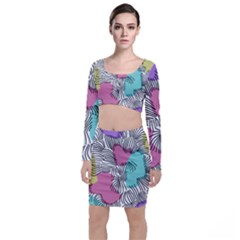 Lines Line Art Pastel Abstract Multicoloured Surfaces Art Top And Skirt Sets