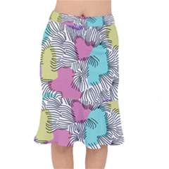 Lines Line Art Pastel Abstract Multicoloured Surfaces Art Short Mermaid Skirt