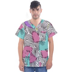 Lines Line Art Pastel Abstract Multicoloured Surfaces Art Men s V-neck Scrub Top