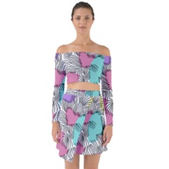 Lines Line Art Pastel Abstract Multicoloured Surfaces Art Off Shoulder Top With Skirt Set