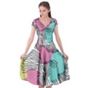 Lines Line Art Pastel Abstract Multicoloured Surfaces Art Cap Sleeve Wrap Front Dress View1