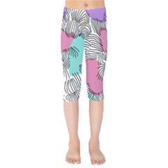 Lines Line Art Pastel Abstract Multicoloured Surfaces Art Kids  Capri Leggings 