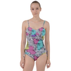 Lines Line Art Pastel Abstract Multicoloured Surfaces Art Sweetheart Tankini Set