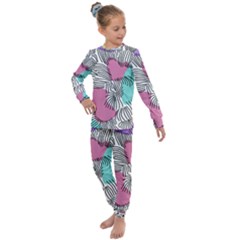 Lines Line Art Pastel Abstract Multicoloured Surfaces Art Kids  Long Sleeve Set 