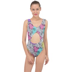 Lines Line Art Pastel Abstract Multicoloured Surfaces Art Center Cut Out Swimsuit