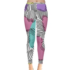 Lines Line Art Pastel Abstract Multicoloured Surfaces Art Inside Out Leggings