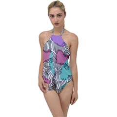 Lines Line Art Pastel Abstract Multicoloured Surfaces Art Go With The Flow One Piece Swimsuit by Maspions