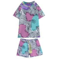 Lines Line Art Pastel Abstract Multicoloured Surfaces Art Kids  Swim T-shirt And Shorts Set