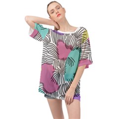 Lines Line Art Pastel Abstract Multicoloured Surfaces Art Oversized Chiffon Top