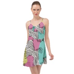 Lines Line Art Pastel Abstract Multicoloured Surfaces Art Summer Time Chiffon Dress by Maspions