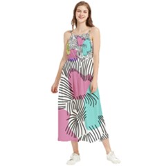 Lines Line Art Pastel Abstract Multicoloured Surfaces Art Boho Sleeveless Summer Dress